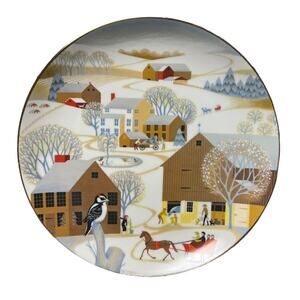 1981 World Book Annual Christmas Plate "Christmas on the Farm" Betsey Bates
